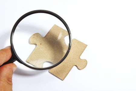 Magnifying glass, puzzleの写真素材