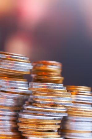 Silver and gold coinsの写真素材