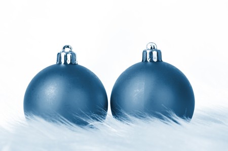 christmas balls with snow の写真素材