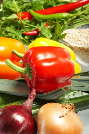 Fresh Vegetables, Fruits and other foodstuffs.の写真素材