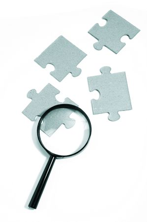 Magnifying glass, puzzleの写真素材