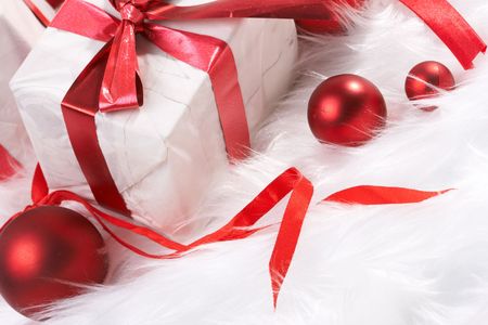 Christmas gift with tapes, new year ornamentsの写真素材