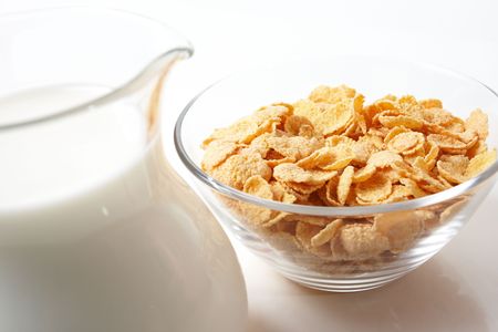 Breakfast with corn-flakesの写真素材