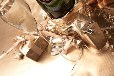 Champagne and giftの写真素材