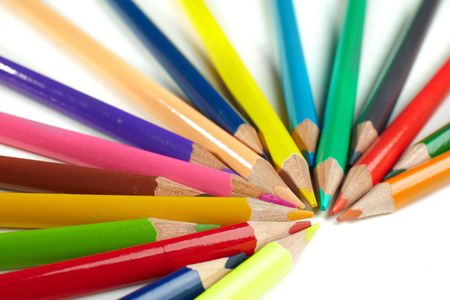 Color pencils  on white backgroundの写真素材