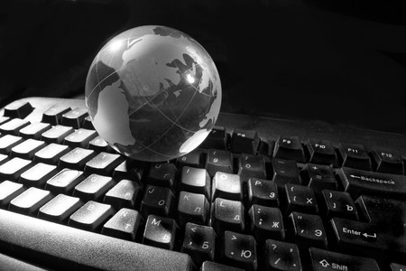Globe and keyboardの写真素材