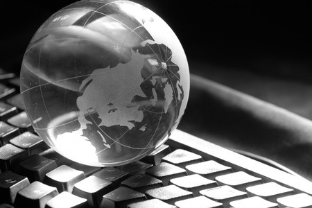 Globe and keyboardの写真素材