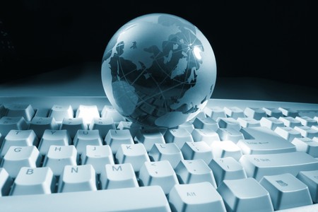Globe and keyboardの写真素材