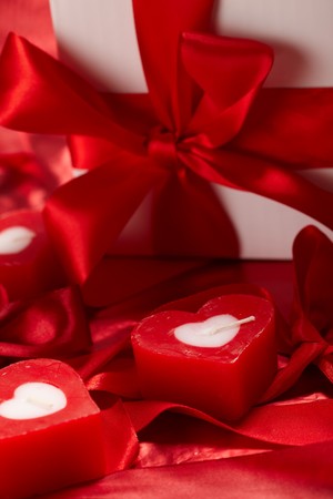 Romantic  candles with giftの写真素材