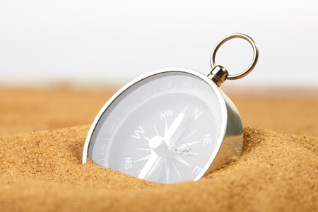 compass in sandの写真素材