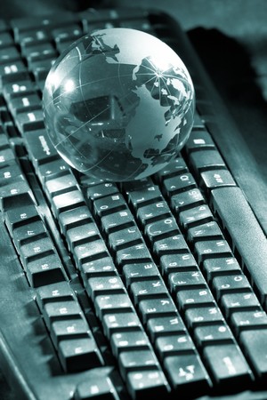 Globe and keyboardの写真素材