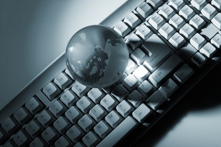 Globe and keyboardの写真素材
