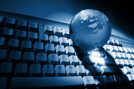 Globe and keyboardの写真素材