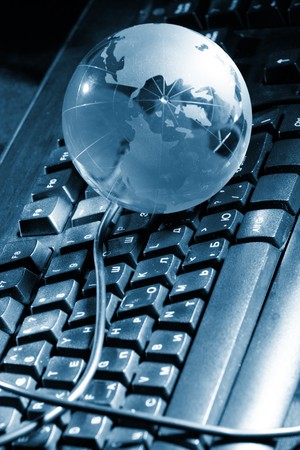 Globe and keyboardの写真素材