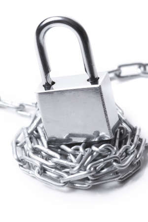   Lock and chain  on the white background