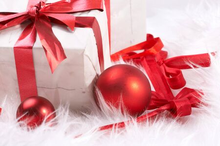 Christmas gift with tapes, new year ornamentsの写真素材