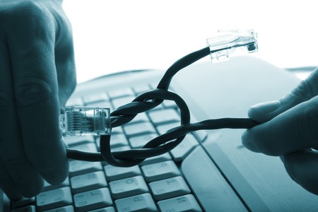 network  and patch cablesの写真素材