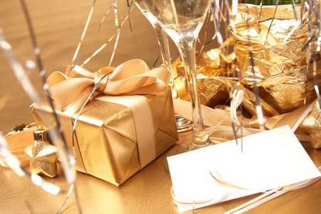 Champagne and giftの写真素材