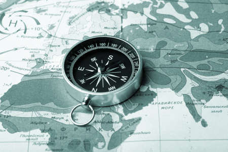 Map with a compass