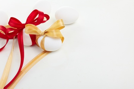 Easter egg with a bowの写真素材