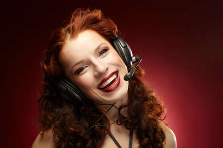 Beautiful women with a headset