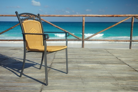 Outdoor coffee shop on the beachの写真素材