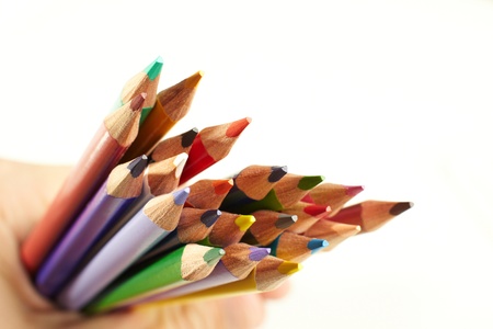 Color pencils  on white backgroundの写真素材