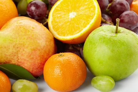 fresh fruits on the white backgroundの写真素材