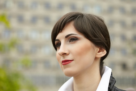 portrait of a beautiful  woman outdoor の写真素材