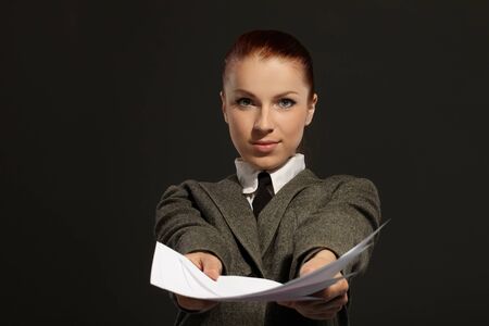 businesswoman with documentsの写真素材