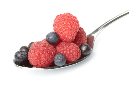 fresh berries on the spoon