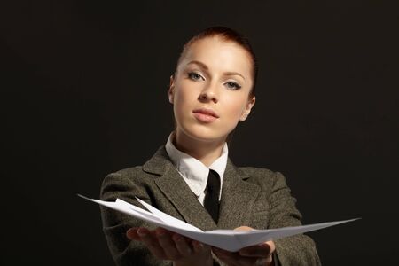 businesswoman with documentsの写真素材