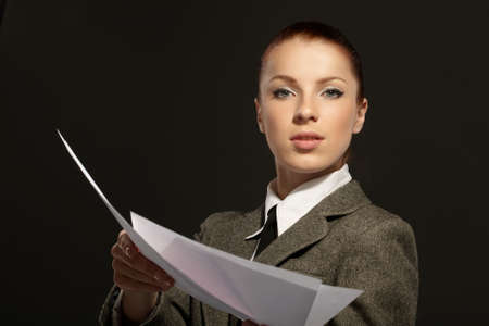 businesswoman with documentsの写真素材