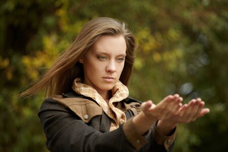 Portrait beautiful girl, outdoorsの写真素材