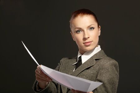 businesswoman with documentsの写真素材