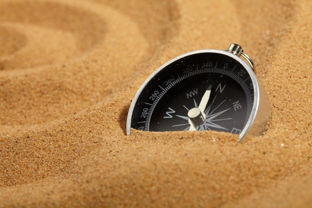 compass in sandの写真素材