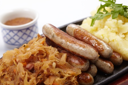 sausage with cabbageの写真素材