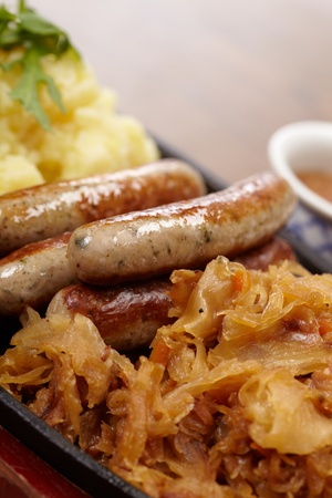 sausage with cabbageの写真素材