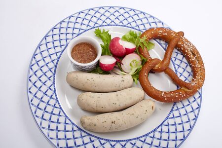 sausages with pretzelの写真素材