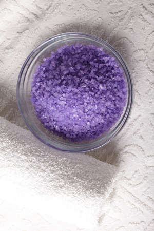  bath salt with towelの写真素材