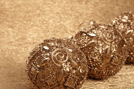 gold christmas ballsの写真素材