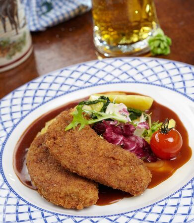 Schnitzel with saladの写真素材