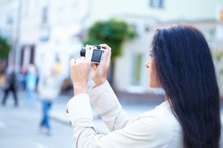 Nice woman making photoの写真素材
