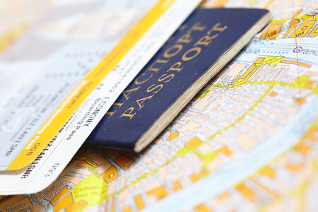 Passport on mapの写真素材