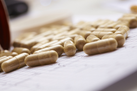 pills on the tableの写真素材