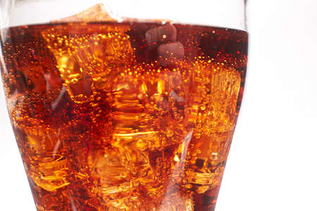 cola with ice cubesの写真素材