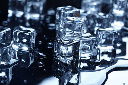 wet ice cubesの写真素材