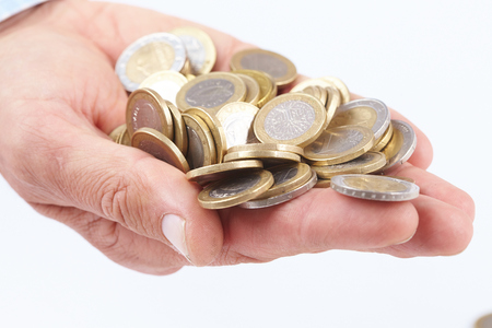 hands with moneyの写真素材