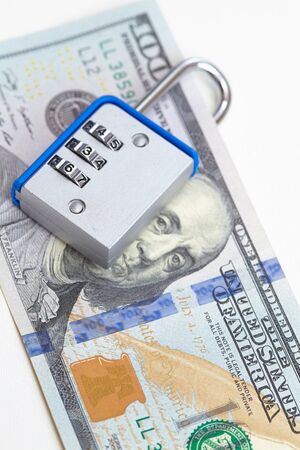 padlock on the dollarsの写真素材