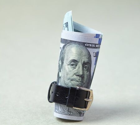 Belted role of dollarsの写真素材